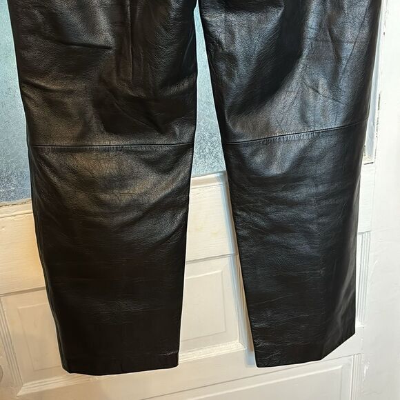 Apostrophe Women’s Genuine Black Leather Lined Straight Leg Pants Size 12 - Picture 10 of 10